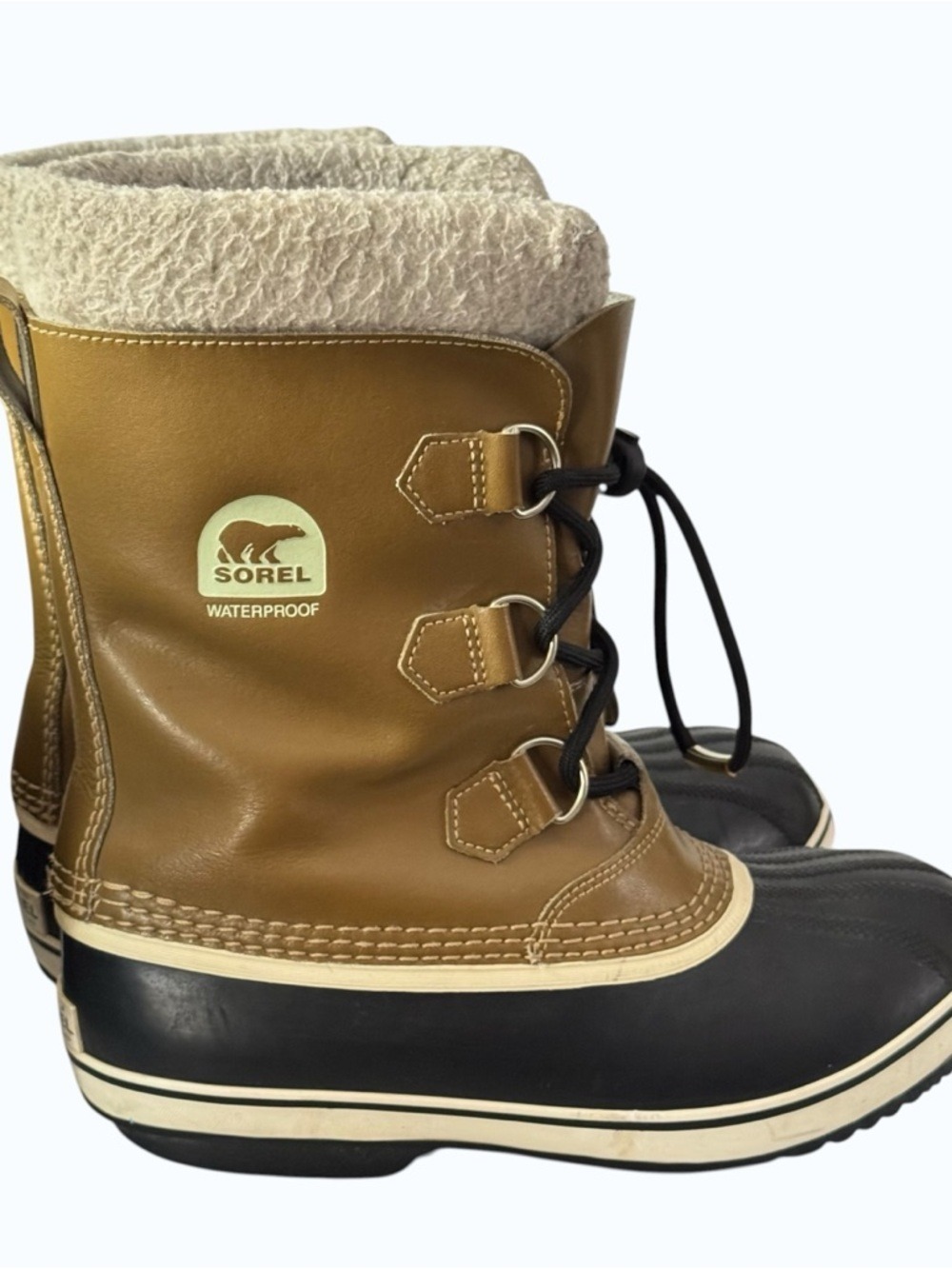 Kids Sorel Waterproof Lace-Up Winter Boots Size 6 Brown Black